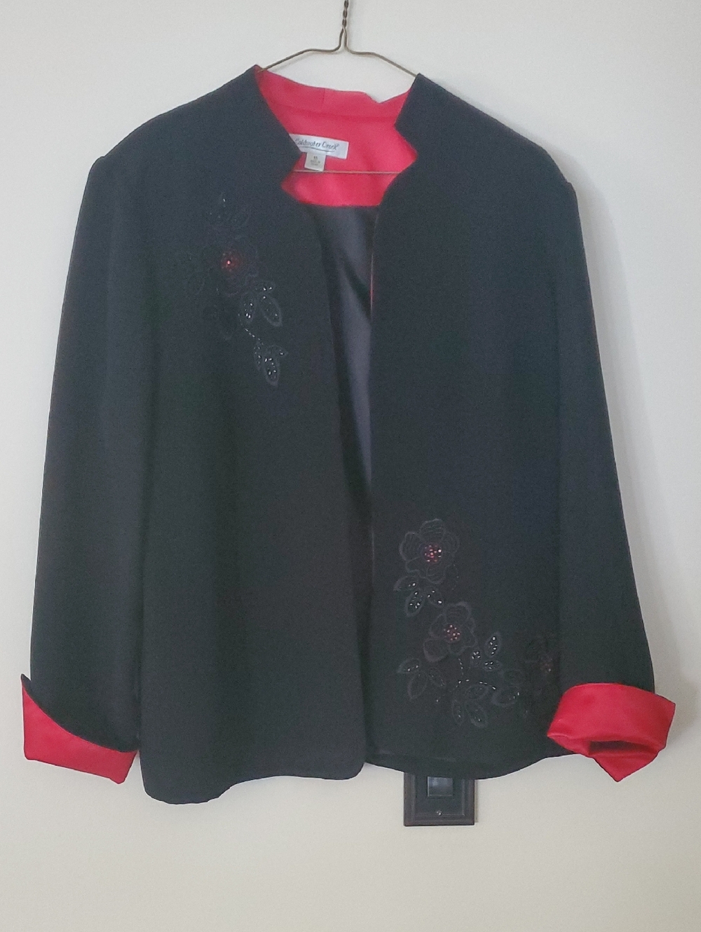 Coldwater Creek Classic Black & Red Women's Embellished Jacket